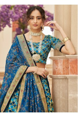 Blue Silk Sequins Wedding Lehenga Choli