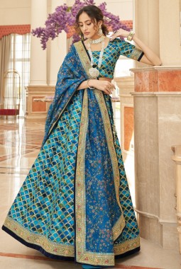 Blue Silk Sequins Wedding Lehenga Choli