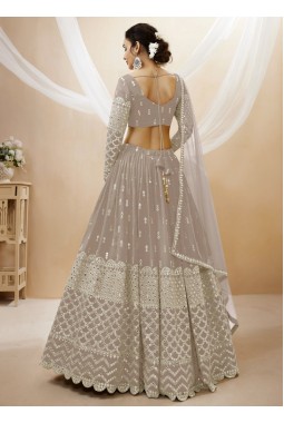 Grey Georgette Sequins Wedding Lehenga Choli