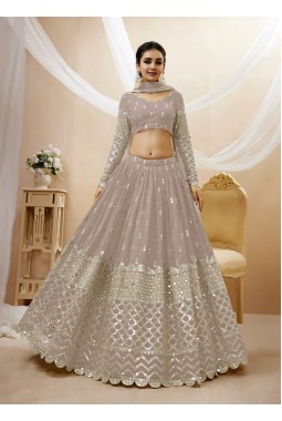 Grey Georgette Sequins Wedding Lehenga Choli