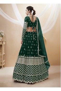 Green Georgette Sequins Wedding Lehenga Choli