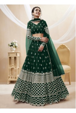 Green Georgette Sequins Wedding Lehenga Choli
