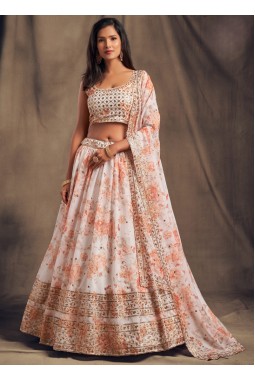 White Organza Sequins Wedding Lehenga Choli
