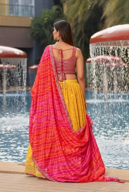 Yellow Georgette Zari Work Wedding Lehenga Choli