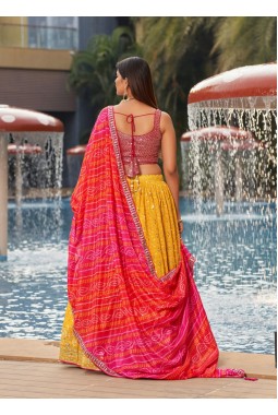 Yellow Georgette Zari Work Wedding Lehenga Choli