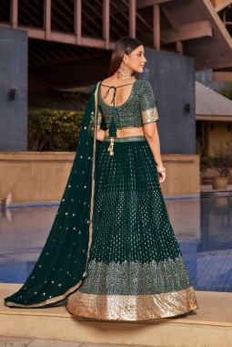 Green Georgette Multiple Sequins Wedding Lehenga Choli