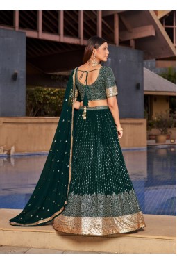 Green Georgette Multiple Sequins Wedding Lehenga Choli