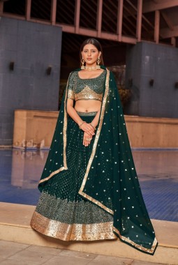 Green Georgette Multiple Sequins Wedding Lehenga Choli