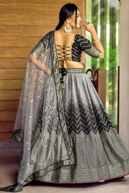 Black Chinon Sequins Party Wear Lehenga Choli