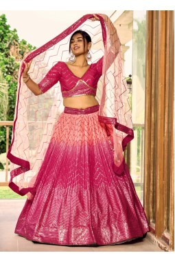 Pink Chinon Sequins Party Wear Lehenga Choli