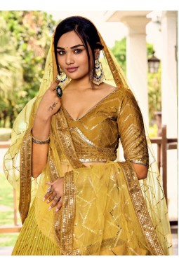 Yellow Chinon Embroidery Party Wear Lehenga Choli