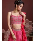 Pink Chinnon Silk Digital Print Wedding Lehenga Choli