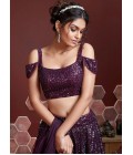 Purple Heavy Soft Net Embroidered Wedding Lehenga Choli