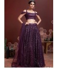 Purple Heavy Soft Net Embroidered Wedding Lehenga Choli