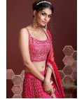 Pink Chinnon Silk Sequins Wedding Lehenga Choli