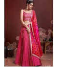 Pink Chinnon Silk Sequins Wedding Lehenga Choli