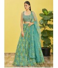 Green Organza Zari Sequins Wedding Lehenga Choli