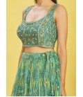 Green Organza Zari Sequins Wedding Lehenga Choli