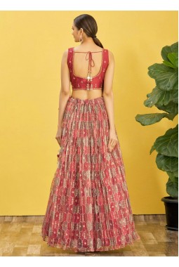 Brown Organza Real Mirror Wedding Lehenga Choli