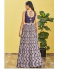 Blue Chinnon Digital Print Wedding Lehenga Choli