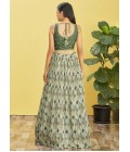 Green Chinnon Sequins Embroidered Wedding Lehenga Choli