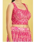 Pink Chinnon Sequins Embroidered Wedding Lehenga Choli