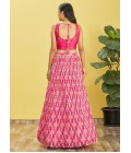 Pink Chinnon Sequins Embroidered Wedding Lehenga Choli