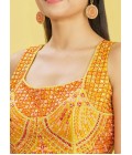 Yellow Chinnon Zari Embroidered Wedding Lehenga Choli