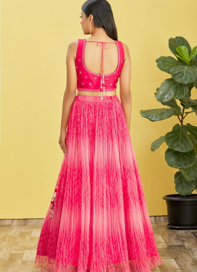 Pink Organza Zari Sequins Wedding Lehenga Choli