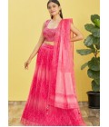 Pink Organza Zari Sequins Wedding Lehenga Choli