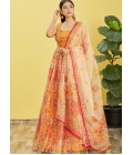 Yellow Organza Mirror Work Wedding Lehenga Choli