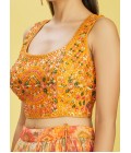 Yellow Organza Mirror Work Wedding Lehenga Choli