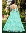 Blue Soft Net Multiple Sequins Wedding Lehenga Choli