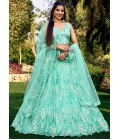 Blue Soft Net Multiple Sequins Wedding Lehenga Choli