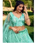 Blue Soft Net Multiple Sequins Wedding Lehenga Choli