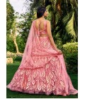 Pink Soft Net Thread Embroidered Wedding Lehenga Choli