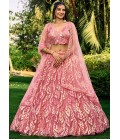 Pink Soft Net Thread Embroidered Wedding Lehenga Choli