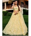 Yellow Thread Embroidered Wedding Lehenga Choli