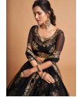 Black Net Multi Sequins Wedding Lehenga Choli