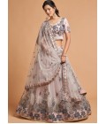 Grey Net Embroidery Wedding Lehenga Choli