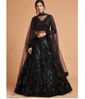 Black Net Sequins Wedding Lehenga Choli