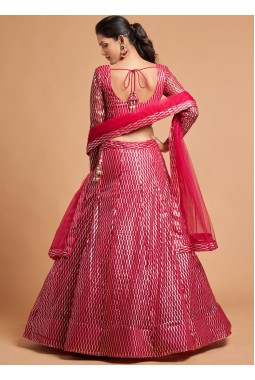 Hot Pink Net Sequins Wedding Lehenga Choli