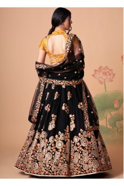 Black Net Sequins Wedding Lehenga Choli