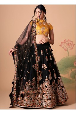 Black Net Sequins Wedding Lehenga Choli