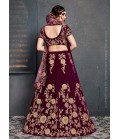 Purple Velvet Sequins Wedding Lehenga Choli