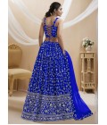 Blue Georgette Sequins Embroidered Wedding Lehenga Choli