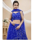 Blue Georgette Sequins Embroidered Wedding Lehenga Choli