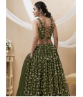 Green Georgette Zari Sequins Wedding Lehenga Choli