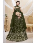 Green Georgette Zari Sequins Wedding Lehenga Choli