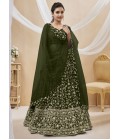 Green Georgette Zari Sequins Wedding Lehenga Choli